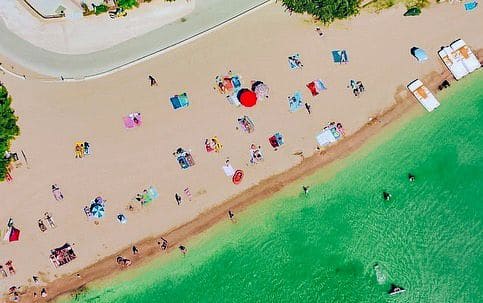 Top angle view of Bijeca Beach in Croatia