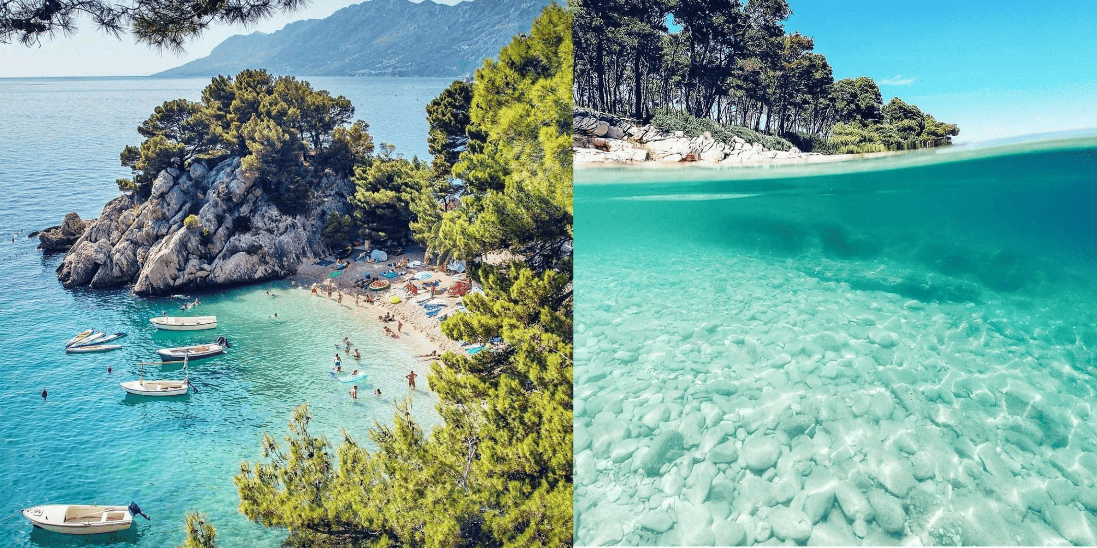 Beautiful morning view at Saharun Beach, a top sandy beach in Croatia